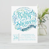 Baby shower Aqua Watercolor Invitation (Debout devant)
