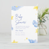 Baby shower aquarelle bleu Invitation (Debout devant)