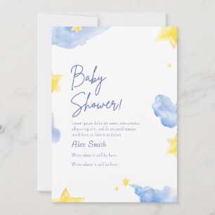 Baby shower aquarelle bleu Invitation