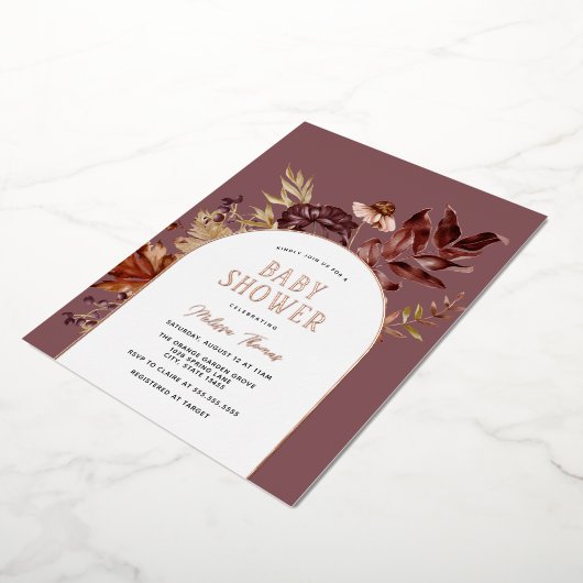 Baby shower Arc d'automne Foil Invitation (Rotation)