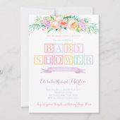 Baby shower arc-en-ciel cartes d'invitation couleu (Devant)