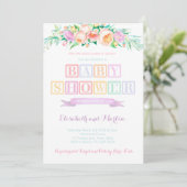 Baby shower arc-en-ciel cartes d'invitation couleu (Debout devant)