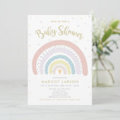 Baby shower arc-en-ciel Invitation genre neutre (Debout devant)