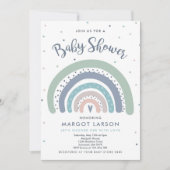 Baby shower arc-en-ciel Invitation Muted Pastel Ra (Devant)