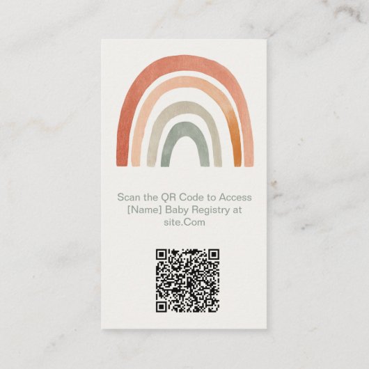 Baby shower arc-en-ciel rustique QR Code Carte d'e (Dos)