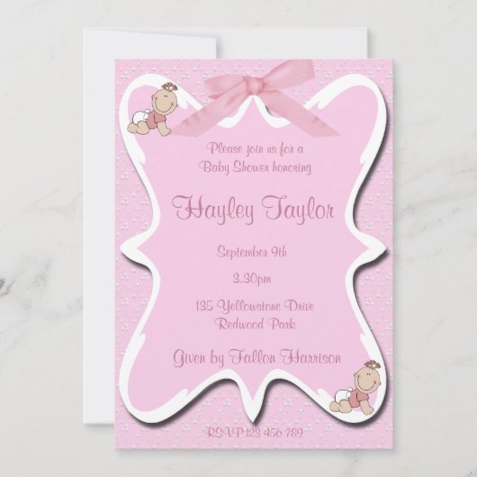 baby shower arc rose Invitation 2 (Devant)