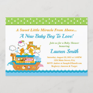 Baby shower Ark Boy Invitation de Noah 5x7 Card