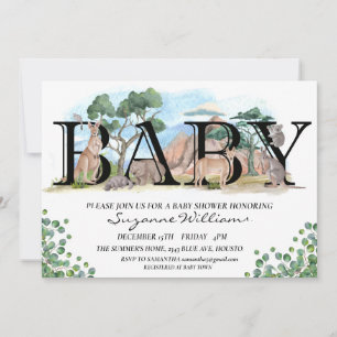 Baby Shower Australische Dieren Watercolor  Kaart