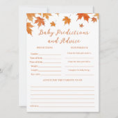 Baby shower Automne Baby Predictions Carte de jeu (Devant)
