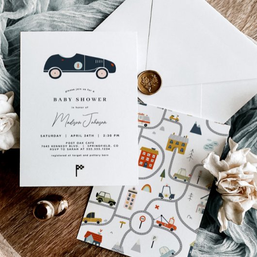 Baby shower automobile course Invitation