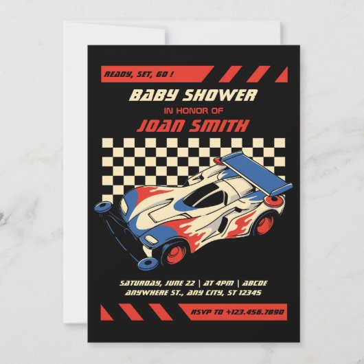 Baby shower automobile course Invitation (Devant)