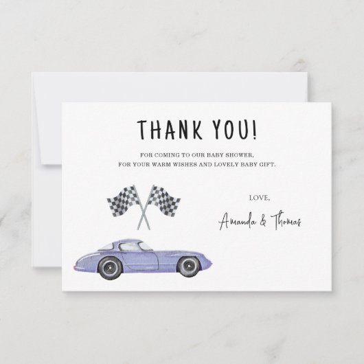 Baby shower automobile - merci (Devant)