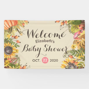 Baby shower Autumn Maple Leaves Pumpkins Sunflower Spandoek