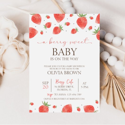 Baby shower aux fraises | Berry Sweet Invitation