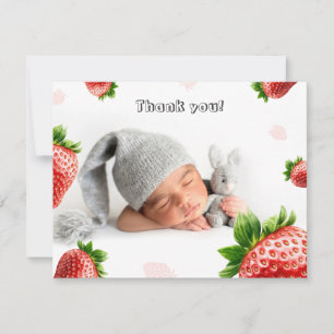 Baby shower aux fraises - Carte de remerciements