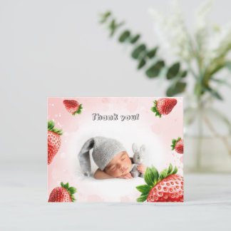 Baby shower aux fraises - Carte de remerciements