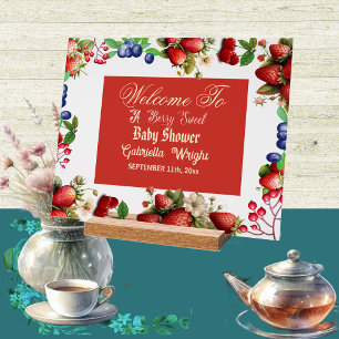 Baby shower aux fraises rouges Blue Berry Sweet