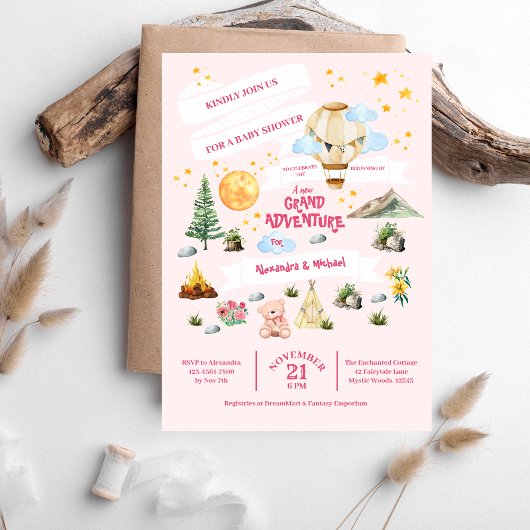Baby shower aventure Aquarelle Arbres Invitation
