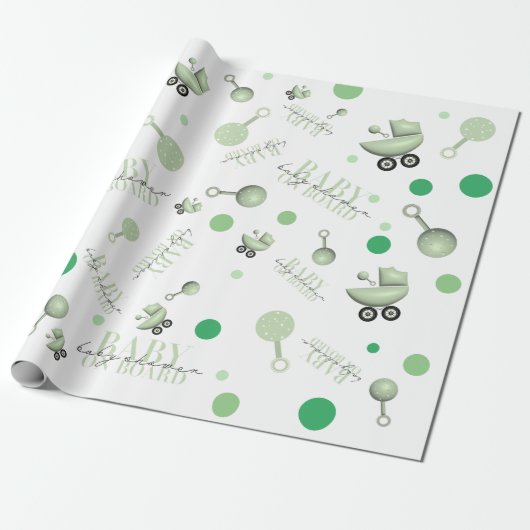 Baby shower Baby Aan boord Uitnodiging Sticker Cadeaupapier (Uitgerold)