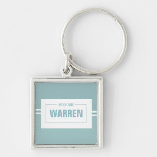 Baby shower baby blauwe geboortedatum sleutelhanger