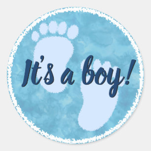 Baby shower Baby Blauwe Waterverf Aangepast Ronde Sticker