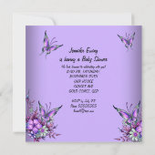 Baby shower Baby Blonde Girl Paarse Butterfly Kaart (Achterkant)