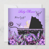 Baby shower Baby Blonde Girl Paarse Butterfly Kaart (Voorkant)