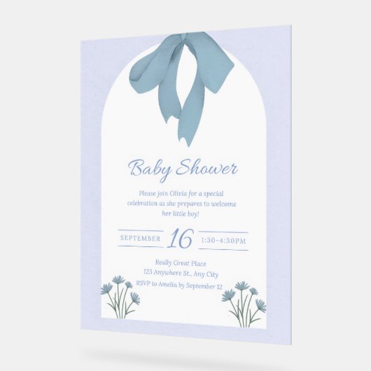 Baby shower Baby Blue Bow (Angle)