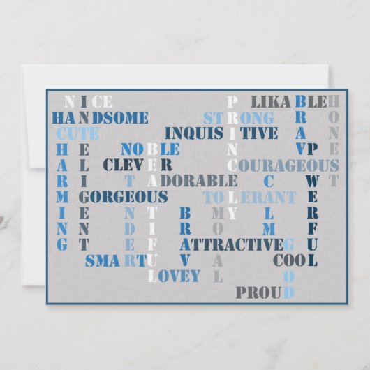 Baby shower Baby BOY Crossword Invitation Card (Devant)