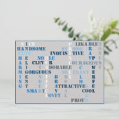 Baby shower Baby BOY Crossword Invitation Card (Debout devant)