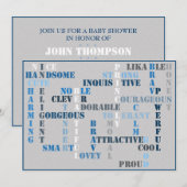 Baby shower Baby BOY Crossword Invitation Card (Devant / Derrière)