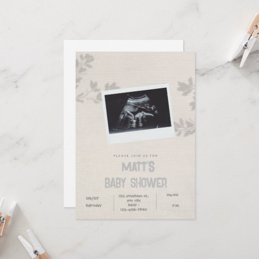 Baby shower Baby Boy invitation (Devant/Arrière en situation)