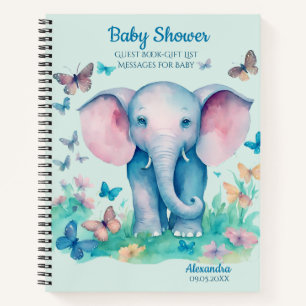 Baby shower Baby Elephant Gast Cadeaulijst Notitieboek