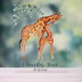 Baby shower baby giraffe acryl bord (Neutraal)