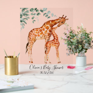 Baby shower baby giraffe acryl bord
