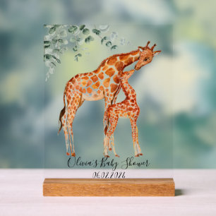 Baby shower baby giraffe acryl bord