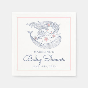 BABY SHOWER Baby Girl Whale Mermaid Beach Napkin Servet