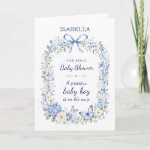Baby Shower Baby Jongen Bloemenkrans Vlinders Kaart