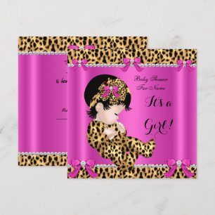 Baby Shower Baby Lief Meisje Luipaard Heet Roze Go Kaart