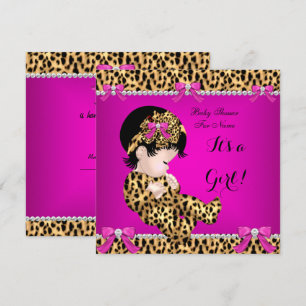 Baby Shower Baby Lief Meisje Luipaard Heet Roze Go Kaart