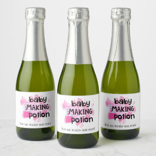 Baby Shower Baby Maken Toverdrank Favor Roze Hartj Sparkling Wijnetiket