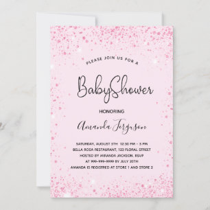 Baby Shower baby meisje roze glitters Kaart