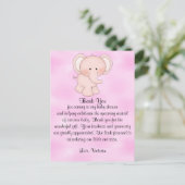 Baby shower Baby Meisje Roze Olifant Briefkaart (Staand voorkant)
