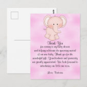 Baby shower Baby Meisje Roze Olifant Briefkaart (Voorkant / Achterkant)