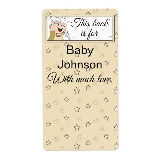Baby shower "Baby & sterren" Bladzijde 8 Etiket (Voorkant)