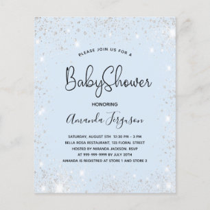 Baby shower babyblauwe jongen zilter glitter