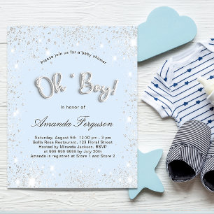Baby shower babyblauwe jongen zilter glitter