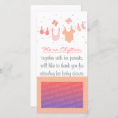 Baby Shower: Babykleren aan de lijn Bedankkaart (Voorkant / Achterkant)