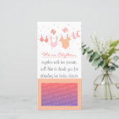 Baby Shower: Babykleren aan de lijn Bedankkaart (Staand voorkant)