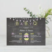 Baby shower BABYQ Pink Chalk Hog Roast Invitation (Debout devant)